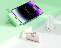 Mini banco de energía portátil con cable incorporado 5000mAh Capacidad total real Logotipo personalizado gratuito Entrega rápida