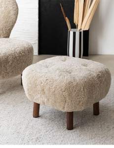 Fauteuil en laine de style moderne avec pieds en bois Chaise d'appoint élégante en peau de <span class=keywords><strong>mouton</strong></span> pour le salon, l'hôtel ou les loisirs - Product Image 4