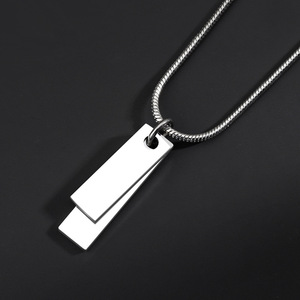Collana con Ciondolo Personalizzato in Acciaio Inossidabile per Uomo, Incisione Laser <span class=keywords><strong>di</strong></span> Logo e Nome, Vendita all'Ingrosso - Product Image 1