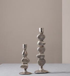 Candle Holder Silver Finish Sculptural <b>Bubble</b> Design Metal Candlestick Stand Elegant Table Centerpiece Home <b>Wedding</b> Event Decor - Product Image 1