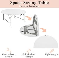 Table de salle à manger pliante en plastique moderne et durable, blanche, pour événements, banquets, traiteur, fêtes, jardin, hôtel