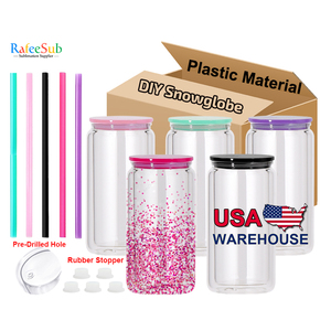 Wholesale 16oz 16 Oz Acrylic Plastic Can Snowglobe Cups Snow Globe Tumblers With Pre Drilled Hole For DIY Glitter Snow Globe
