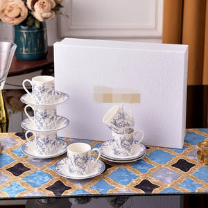 Service à thé familial en porcelaine fine D Series, 6 tasses et 6 soucoupes, idéal pour le thé de l'après-midi, ensemble de café turc, best-seller - Product Image 4