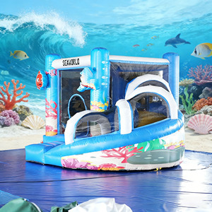 Château gonflable combiné toboggan pieuvre thème Monde Marin en PVC pour usage commercial extérieur, installation facile pour tout-petits - Product Image 2