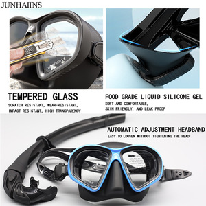 Diving Mask Two Windows Tempered Glass Silicone Low Volume Freediving Adult Beach Use - Product Image 4