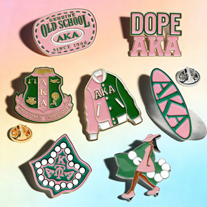 Hoogwaardige op maat gemaakte AKA Sorority 40-jarig jubileum pin Alpha Kappa Alpha metalen badges kleurrijke bedrijfslogo emaille revers pins voor kleding - Product Image 1