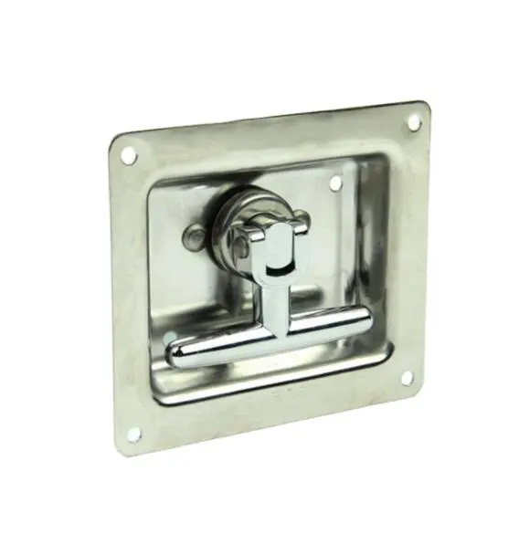 YH3072 Trailer Toolbox Flush Mount Aço inoxidável polido Key-Locking Recesso Folding Handle T Lock
