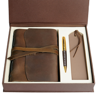 Coffret Cadeau Journal en Cuir Véritable Fait Main Moderne avec Stylo, Marque-page et Recharge – Carnet de Voyage pour la Fête des Pères et les Affaires