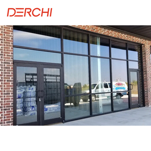 Porte Commerciali a Doppia Anta in Alluminio e Vetro per Negozi, Vendita Calda - Product Image 3