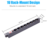 PDU personnalisé de 19 \ "1U 250V Allemagne prise 8 voies en rack pour salle informatique équipement de Distribution d'énergie
