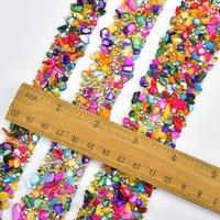Ruban de ceinture de robe de mariée luxueux et coloré avec appliques de strass, ruban de gravier et cristaux thermocollants pour vêtements et accessoires de mode