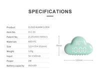 MUID H-C-03 Digitaler Wecker im Wolkenform-Design Automatische Helligkeits- und Temperaturanzeige USB-Aufladung Geräuschloser Modus