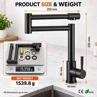 Robinet de remplissage de pot en acier inoxydable pour cuisinière, à fixation sur plan de travail, bras pliable, rotation à 360°, levier unique, robinet d'eau pour plaque de cuisson de cuisine