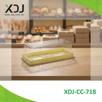Boîte à gâteau rectangulaire en plastique de Taïwan avec couvercle transparent, boîte d'emballage alimentaire jetable en plastique transparent