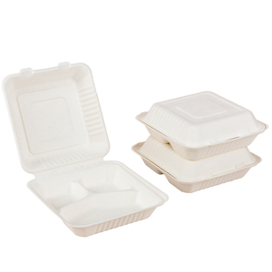 9 inch vỏ sò với 3 ngăn phân hủy sinh học & compostable bã mía container thực phẩm dùng một lần ăn trưa hộp - Product Image 1