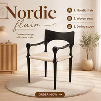 Chaise de salle à manger en bois MULIGNA, style nordique moderne minimaliste, fauteuil - Meubles de salle à manger durables pour l'intérieur, chaise de salle à manger pour usage domestique