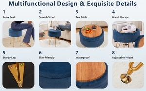 Vente en gros <span class=keywords><strong>de</strong></span> fauteuil <span class=keywords><strong>de</strong></span> courtoisie moderne <span class=keywords><strong>de</strong></span> luxe tapissé repose-pieds <span class=keywords><strong>de</strong></span> rangement pieds dorés hôtel <span class=keywords><strong>salon</strong></span> chambre à coucher maison - Product Image 5