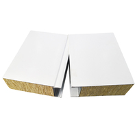 Panel Sandwich Logam Baja Berwarna Terisolasi Rock Wool Glass Wool Dinding Atap Gudang Modern Insulasi Suara
