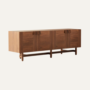 Buffet en noyer pour salon, meubles avec panneau en acier inoxydable et en bois pour la maison, l'hôtel, la cuisine, la chambre à coucher - Product Image 1
