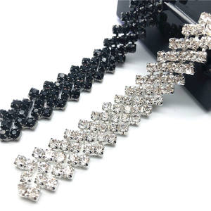 Décorations de perles en cristal <span class=keywords><strong>et</strong></span> strass, 1 pièce, bande scintillante, appliqués pour la mariée - Product Image 1