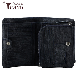 Cartera Tiding para hombre, capa superior de piel de vaca, estilo corto, multifuncional, unisex, azul, frecuencia P42135 - Product Image 4