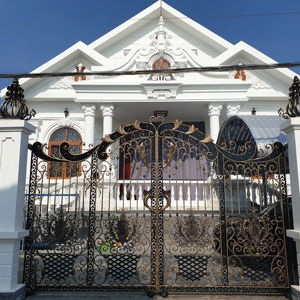 Puerta de Hierro Forjado Arquitectónica de Nuevo Diseño con Acabado en Cobre Negro con Recubrimiento en Polvo y Estructura de Acero - Product Image 1