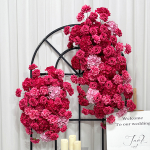 Arco de Rosas Rosa Intenso y Conjunto de Flores para el Suelo, Decoración Floral Artificial para Fondo de Ceremonia de Boda y Letrero de Bienvenida - Product Image 3