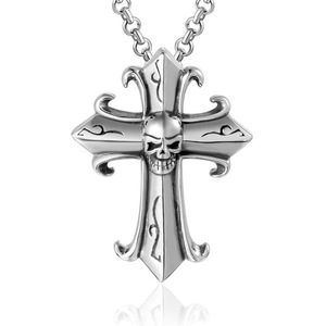 Gothic Retro <b>Cross</b> Skull Pendant Necklace Stainless Steel Men's Fashion Punk Jewelry SP191 - Product Image 1