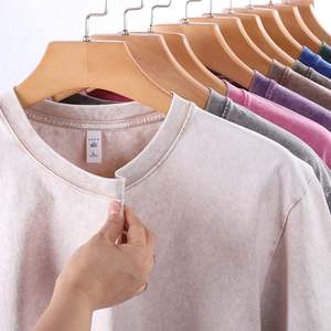 Nuevas camisetas francesas de lujo lavadas personalizadas 230Gsm 100% algodón Vintage Heavyweight camiseta de gran tamaño para hombres en blanco lavado ácido camiseta - Product Image 1