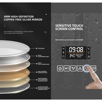 Miroir de salle de bain mural intelligent moderne ovale à LED avec interrupteur tactile anti-buée, verre éclairé, cadre en métal