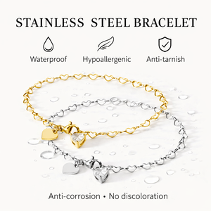 Bracciale a catena con ciondolo a cuore in acciaio inossidabile placcato oro 18 carati, con zirconi, impermeabile, ipoallergenico, <span class=keywords><strong>regalo</strong></span> per coppie. - Product Image 3