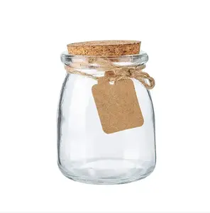 Food Grade cheap 150ML 200ML pudding yogurt milk jam glass jar with wooden cork