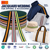 Sangle en polyester jacquard 10 mm OEM OEKO-TEX avec logo personnalisé, sangle fine à rayures, sangle jacquard double tissée pour vêtements