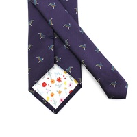 Cravates pour hommes en polyester microfibre, violet, turquoise, bleu, orange, motif animal tissé sur mesure, cravates personnalisées pour hommes fabriquées en Chine