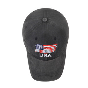 Casquette de baseball vintage sportive de style européen et américain en PVC délavé, brodée avec un grand motif du drapeau américain en tissu délavé - Product Image 4