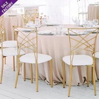 Chaise de Mariage Tifany Chiavari Métal Doré Empilable, Mobilier de Luxe Commercial pour Banquet et Événement