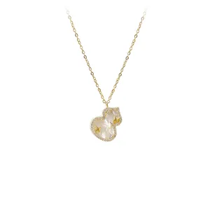 XL61134 new exquisite shell lighting fu lu small gourd women's necklace auspicious full diamond 14k gold pendant chain