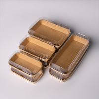 Conteneur en papier kraft avec couvercle transparent en PET, boîte à sushi jetable de luxe, emballage haut de gamme pour plats à emporter, restaurant haut de gamme, OEM