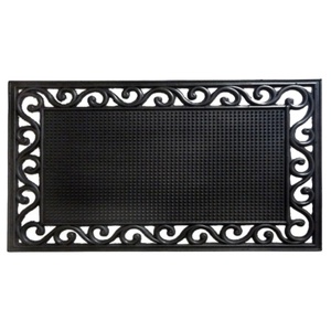 Iron Pin Design Rectangle Machine Made <b>Rubber</b> Stair Mat Anti-Slip Washable Durable Eco-Friendly Non-Slip Backing Flower Pattern - Product Image 2