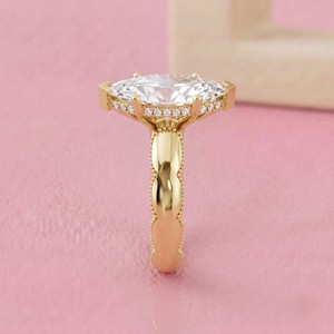 Marquise Cut Diamond Solitaire Hidden Halo <b>Vintage</b> <b>Gold</b> Engagement <b>Ring</b> with Timeless Designer Setting for Bridal Jewelry Fine - Product Image 3
