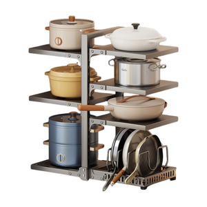 Organisateur de casseroles et couvercles réglable de 20,8 pouces (120 lb) pour ustensiles de cuisson lourds en fonte, à installer sous l'armoire, 8 niveaux - Product Image 2