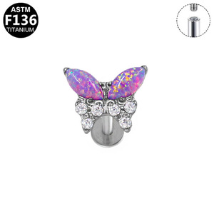 Butterfly Shape <b>Titanium</b> Alloy Ear <b>Studs</b> With Zircon Inlay For Cartilage Earring Gift - Product Image 4