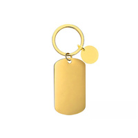 Ywyougang Personalisierter Haustier-Anhänger Schlüsselanhänger, Edelstahl Blanko Hunde-ID-Tag mit Mini-Charm, Lasergravierbarer Schlüsselring