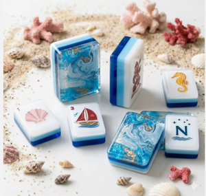 Juego de Mahjong Americano con Temática Oceánica, Fichas con Diseño Impreso en el Interior, para Reuniones Sociales, Colección, Venta al por Menor y al por Mayor - Product Image 4