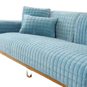 Sarung sofa mewah, penutup sofa lapisan warna solid, penutup pelindung furnitur anti selip