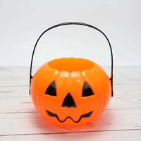 Seau citrouille souriante pliable et détachable 2-en-1 pour Halloween, sac à bonbons pour décoration de fête et organisation d'événements
