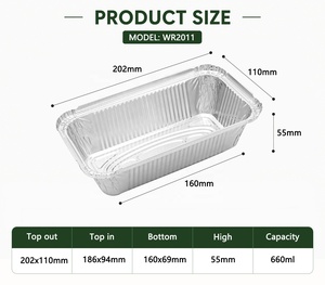 Hot Selling No6a Food Grade Aluminium Foil Takeaway Containers Disposable Rectangular Aluminium <strong>Trays</strong> with Paper LIDS for the <strong>UK</strong> - Product Image 2