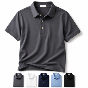 Chemises polo décontractées brodées anti-rides de haute qualité en gros avec logo personnalisé pour hommes - Product Image 2