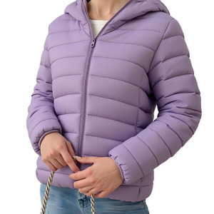 Chaqueta Acolchada Ligera con Capucha para <span class=keywords><strong>Mujer</strong></span>, Ropa de Abrigo de Invierno Acolchada de Poliéster Tejido para Uso Diario Informal - Product Image 2