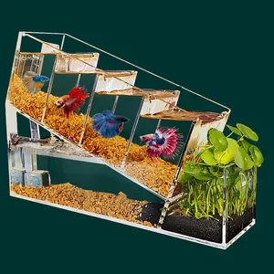 NOVO Tanque de Peixes <span class=keywords><strong>Betta</strong></span> com Filtragem Autocirculante e Isolamento para Peixes Doentes, Aquário Mini de Mesa em Acrílico para Peixes Dourados - Product Image 1